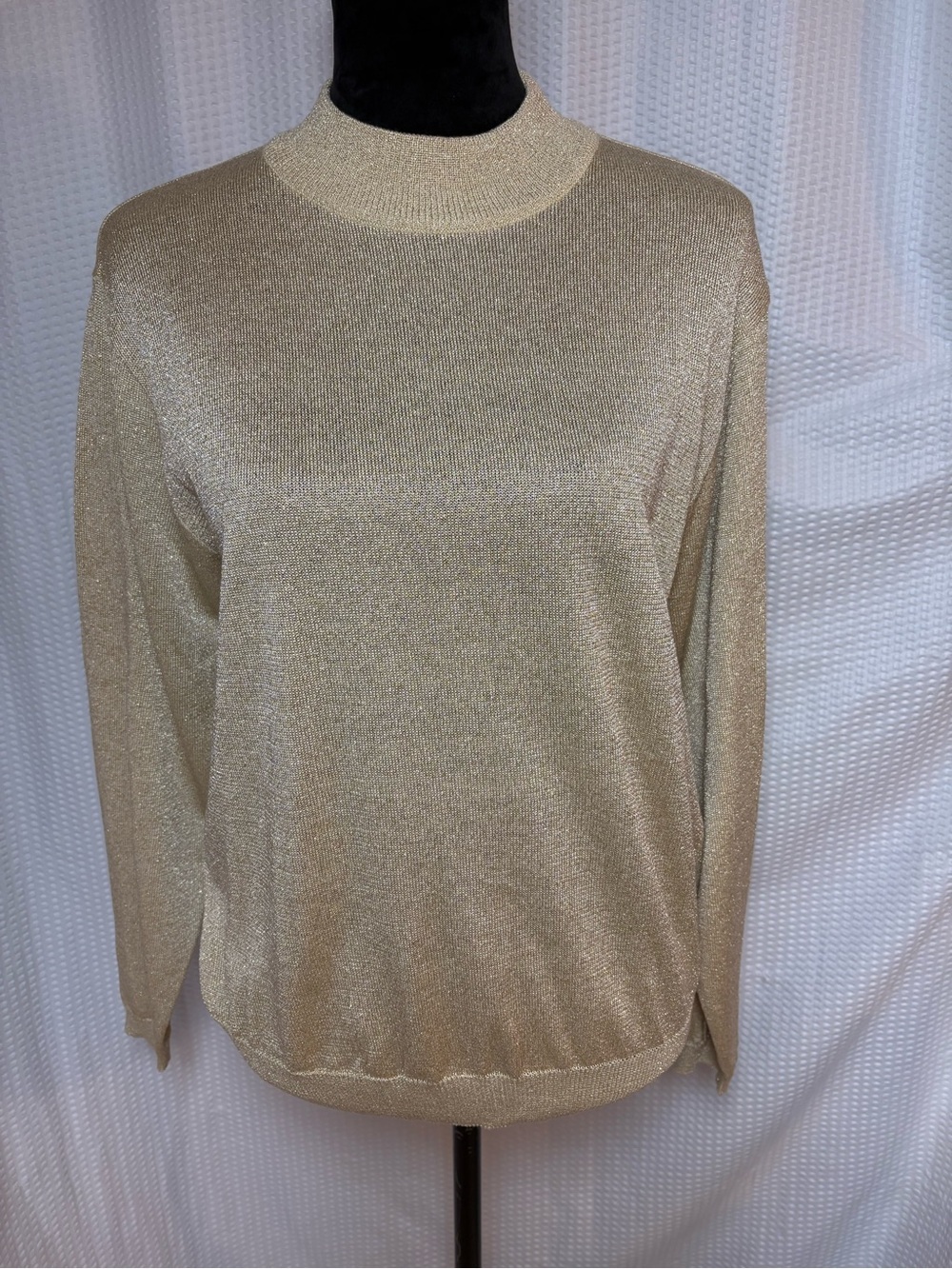 Baxter & Wells Gold Metallic Turtleneck Long Sleeve Sweater Shimmering Petite L